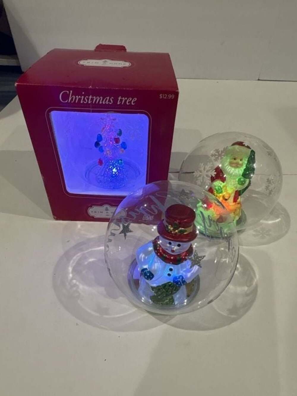 Trim A Home Color Changing LED Light Up Glass Christmas Globe Ornaments Lot